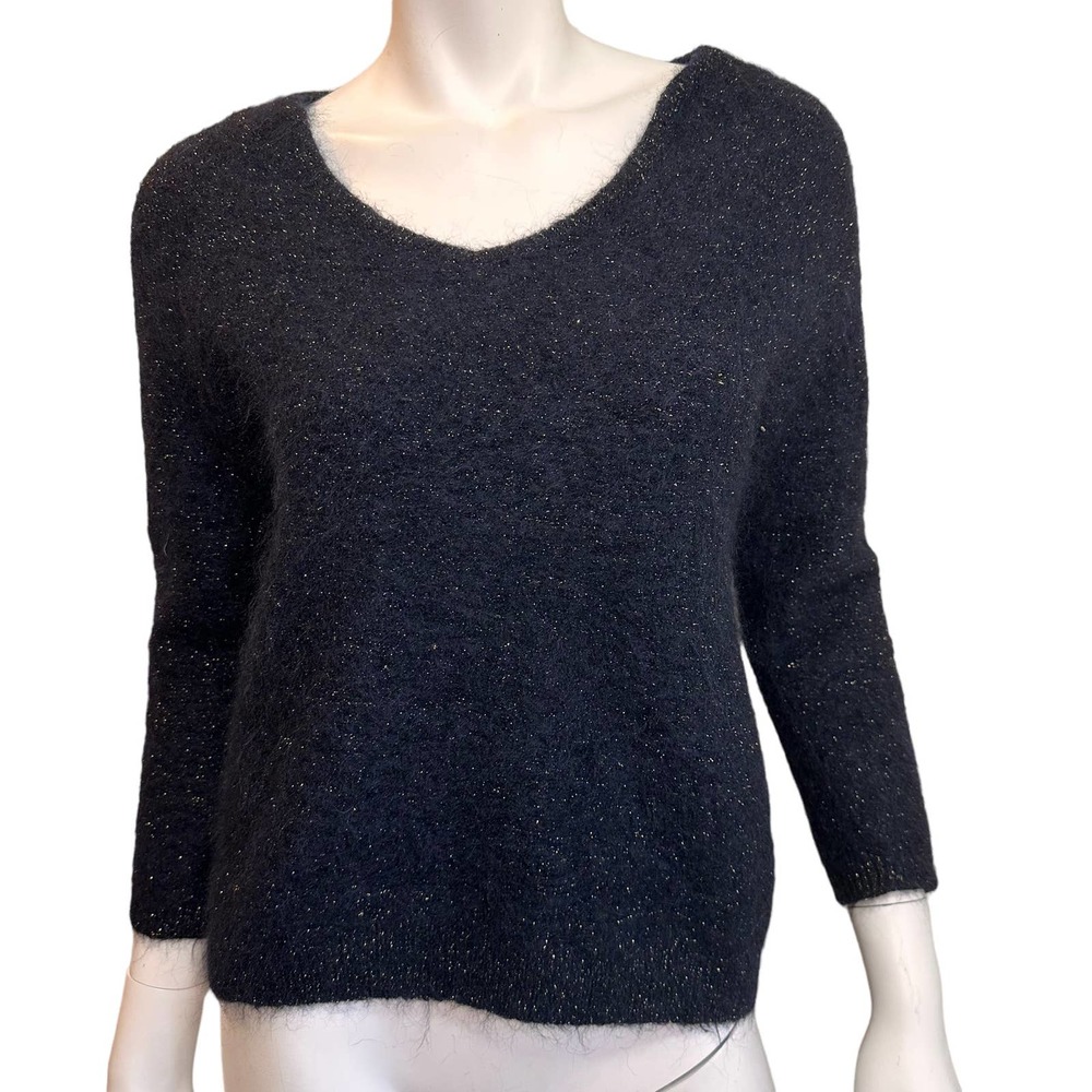 Des Petits Hauts Cedra Black & Gold Mohair Wool Blend Sweater sz XS/S